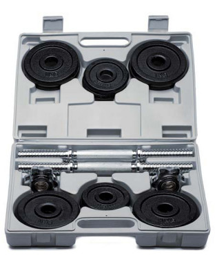 Fitness súlyzó készlet táskában 15kg (2 rúd, 4x 0.5kg, 8x 1kg) MF531 JK Fitness