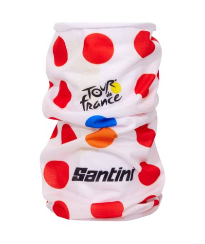 Nyakmelegítő Santini TOUR DE FRANCE Polka Dots fehér/piros pöttyös