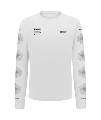 Póló Santini PIRELLI unisex hosszú ujjú fehér L